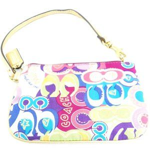 Small Coach Clutch Bag Summer Yellow/Pink/Purple/Teal Blue & gold trim
